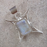 Sterling Silver Moonstone Pendant Necklace – 18” Trace Chain