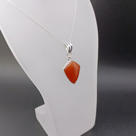 Sterling Silver Red Coral Pendant Necklace – 18” Trace Chain
