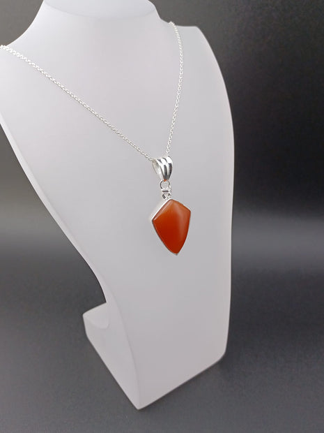 Sterling Silver Red Coral Pendant Necklace – 18” Trace Chain