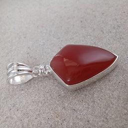 Sterling Silver Red Coral Pendant Necklace – 18” Trace Chain