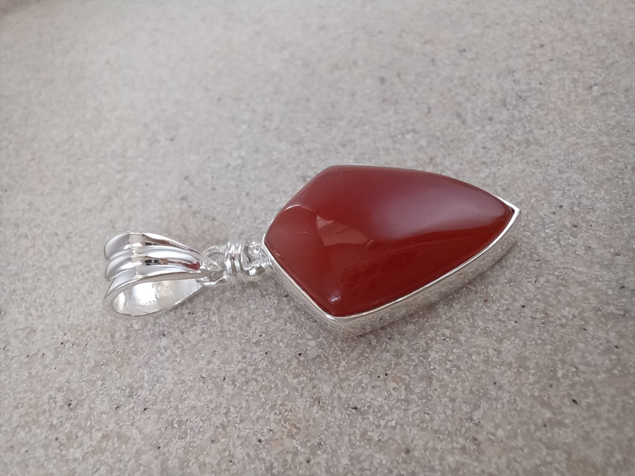 Sterling Silver Red Coral Pendant Necklace – 18” Trace Chain