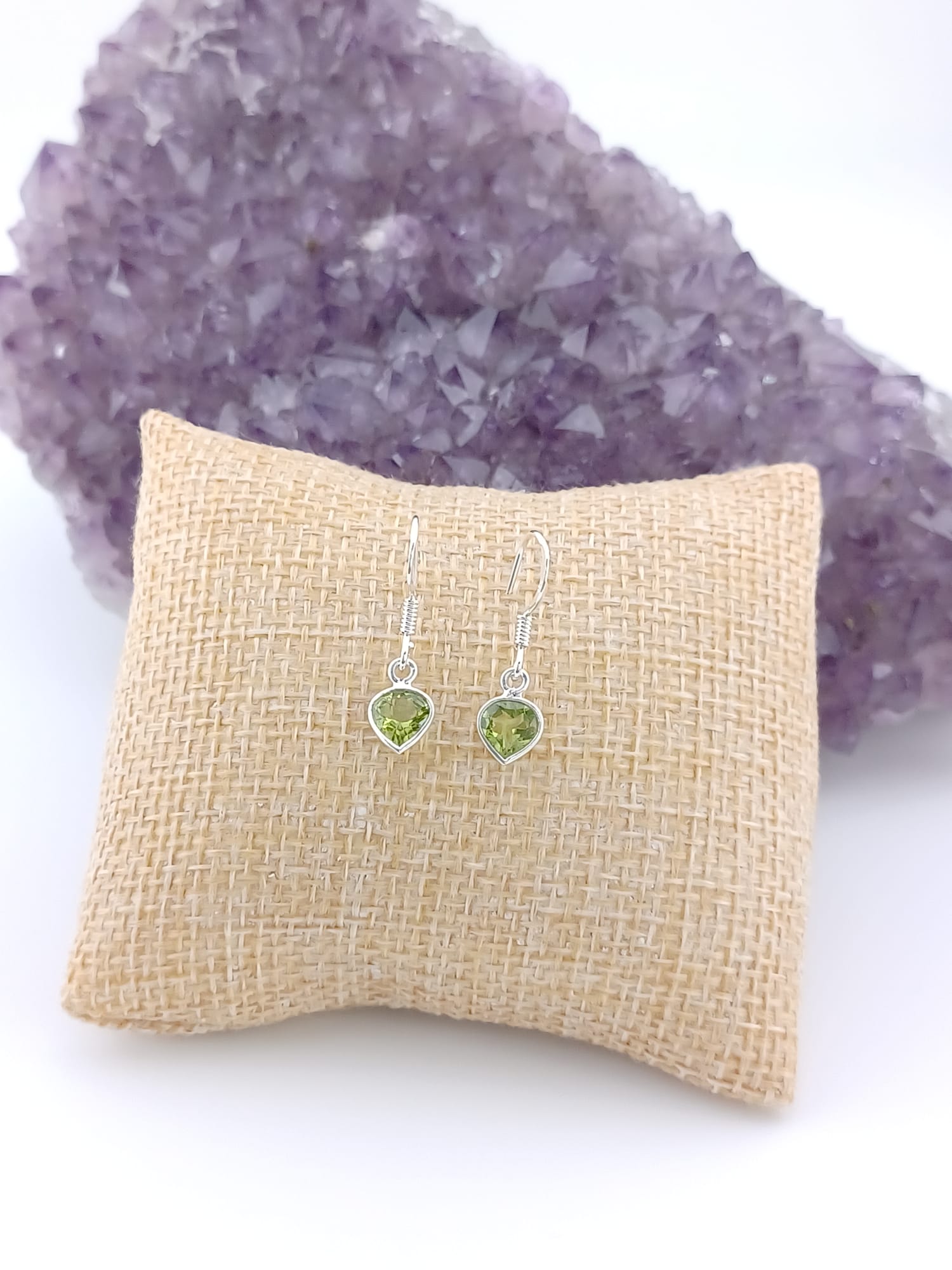 Sterling Silver Faceted Peridot Teardrop Earrings