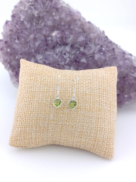 Sterling Silver Faceted Peridot Teardrop Earrings