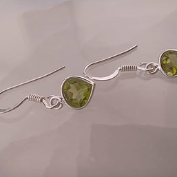 Sterling Silver Faceted Peridot Teardrop Earrings