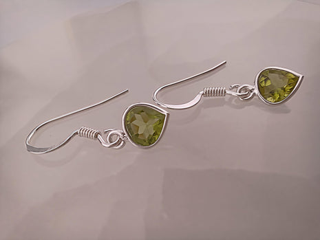 Sterling Silver Faceted Peridot Teardrop Earrings