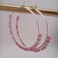 Sterling Silver Faceted Pink Tourmaline Hoop Earrings