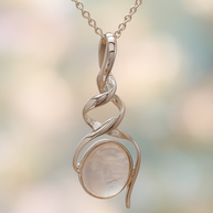 Sterling Silver Double Helix Moonstone Pendant - 18” Trace Chain