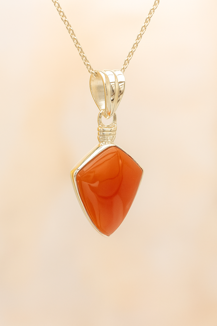 Sterling Silver Red Coral Pendant Necklace – 18” Trace Chain