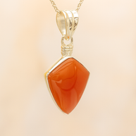 Sterling Silver Red Coral Pendant Necklace – 18” Trace Chain