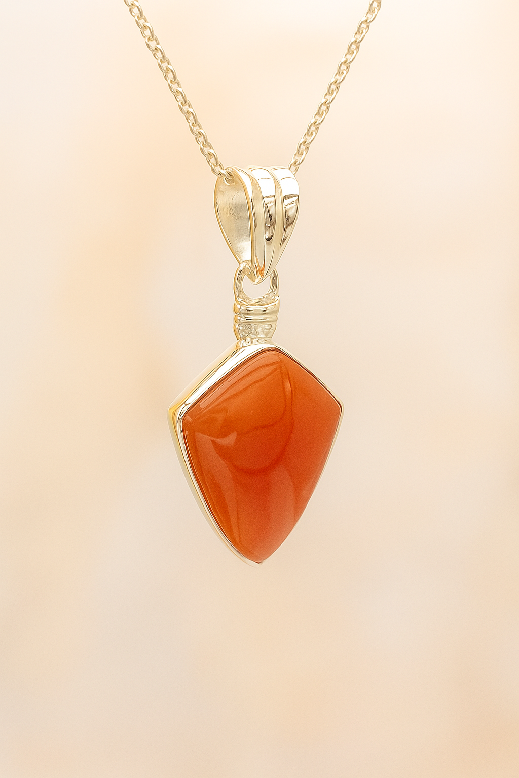 Sterling Silver Red Coral Pendant Necklace – 18” Trace Chain