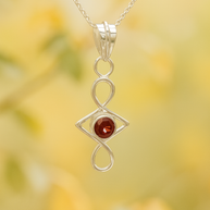 Sterling Silver Red Garnet Pendant Necklace – 18” Trace Chain