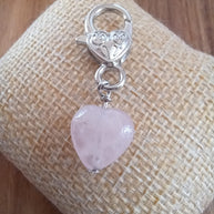 Rose Quartz Crystal Heart Pet Charm