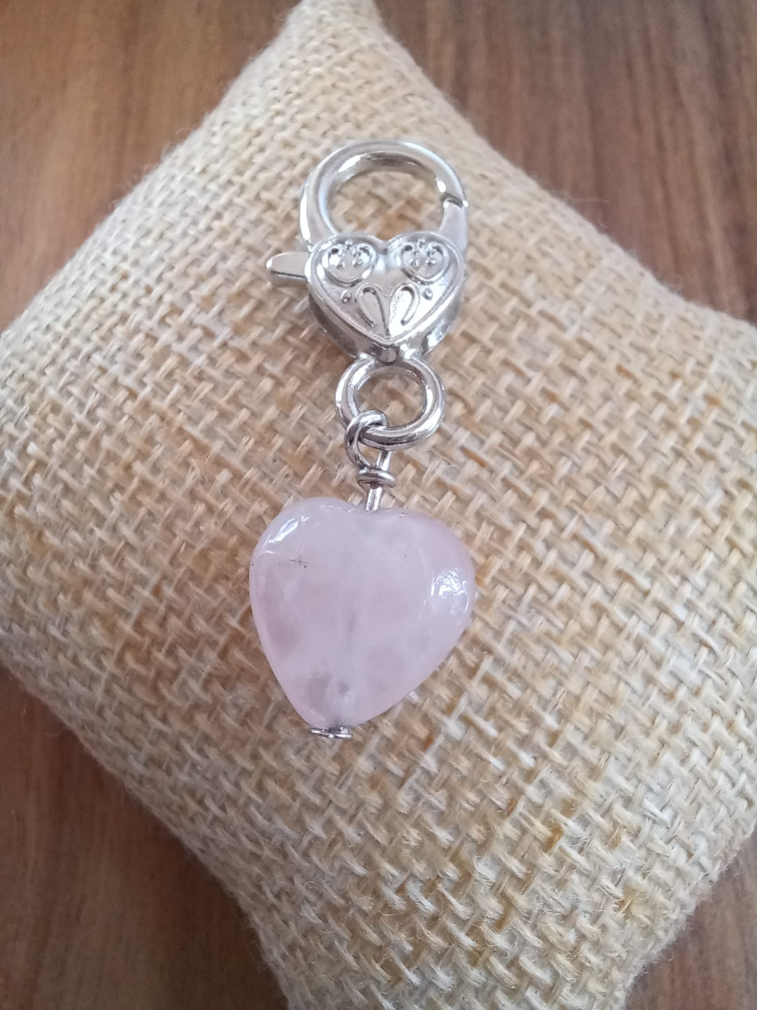 Rose Quartz Crystal Heart Pet Charm
