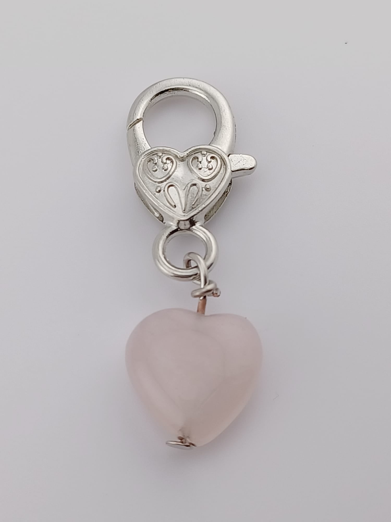 Rose Quartz Crystal Heart Pet Charm