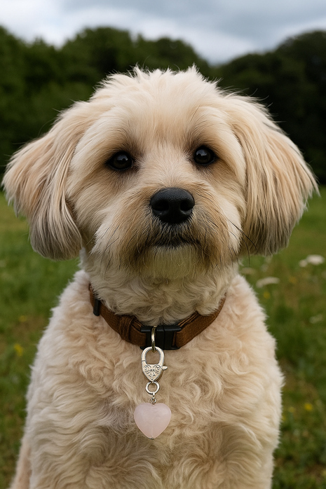 Rose Quartz Crystal Heart Pet Charm