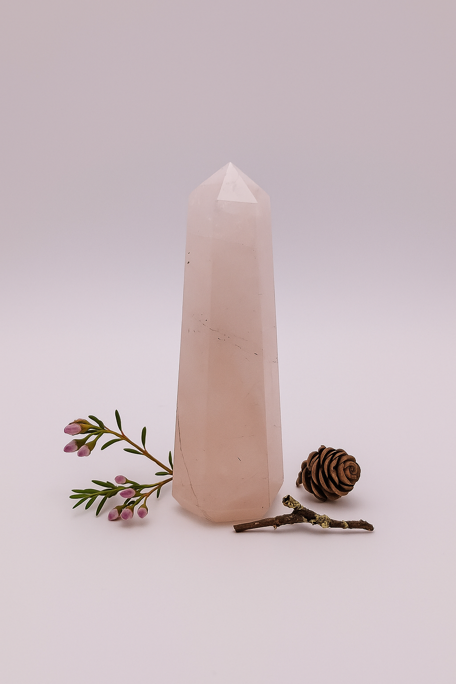 Small Polished Rose Quartz Crystal Tower