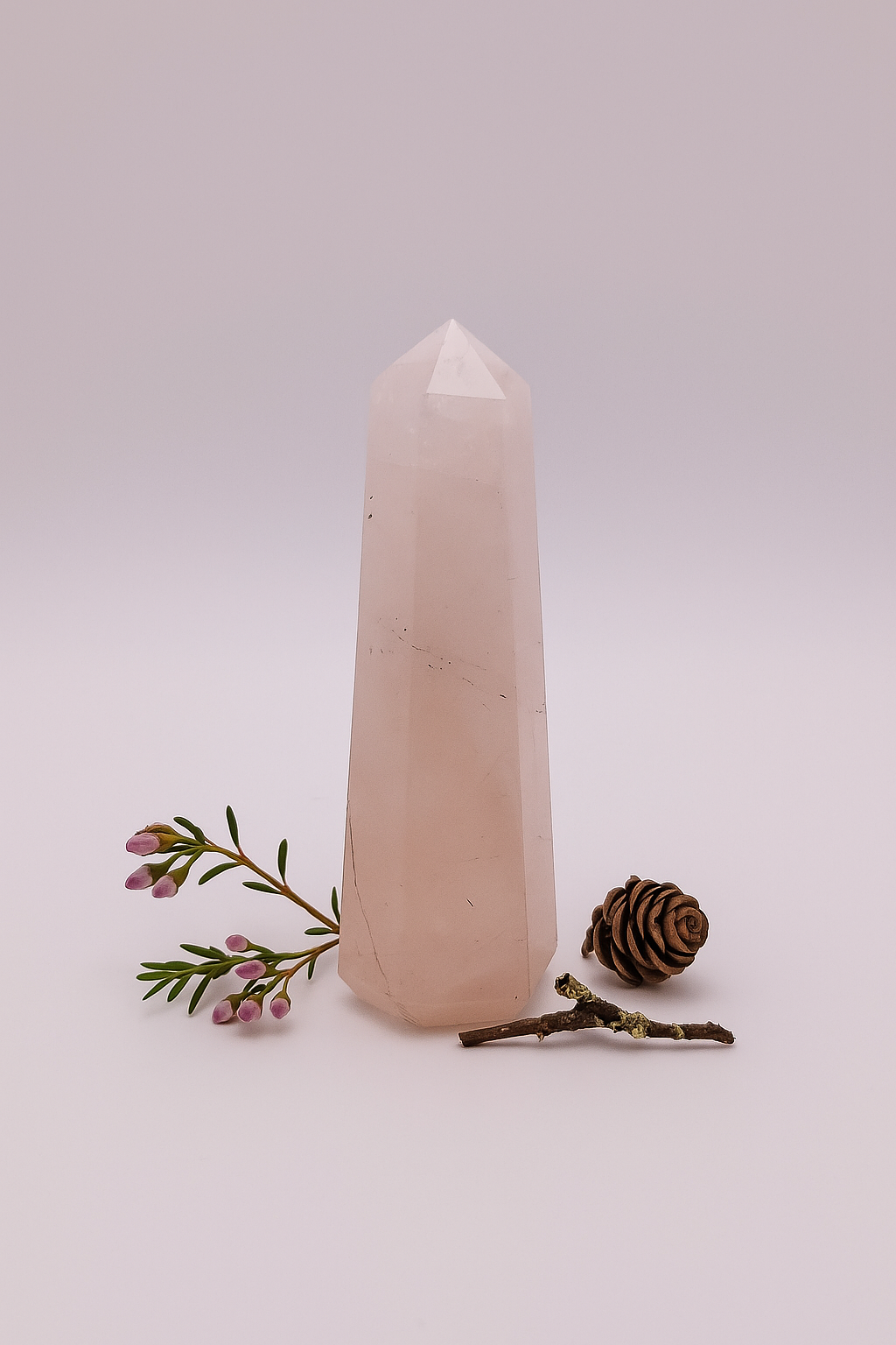 Small Polished Rose Quartz Crystal Tower