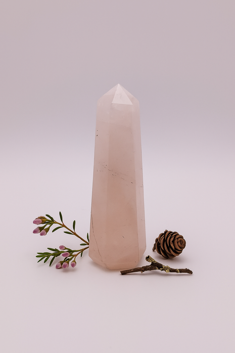 Small Polished Rose Quartz Crystal Tower
