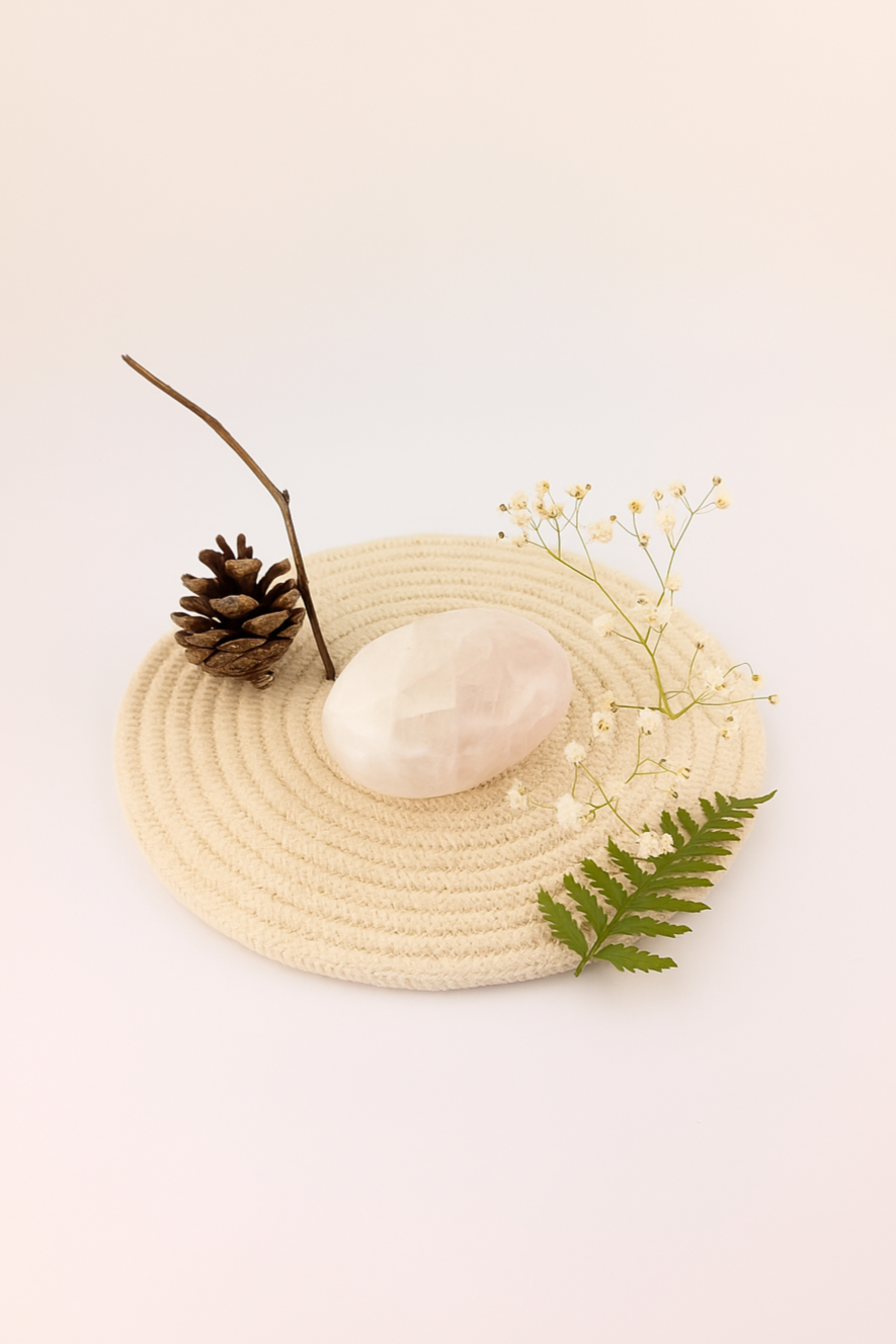 Rose Quartz Crystal Palm Stone