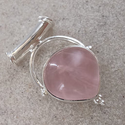Sterling Silver Rose Quartz Inverted Pear Pendant Necklace – 16-18” Fine Snake Chain