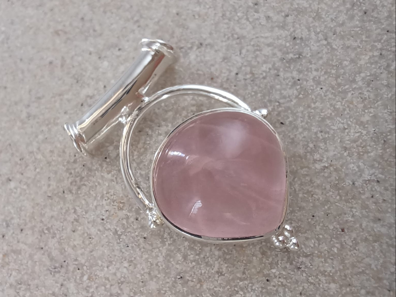 Sterling Silver Rose Quartz Inverted Pear Pendant Necklace – 16-18” Fine Snake Chain