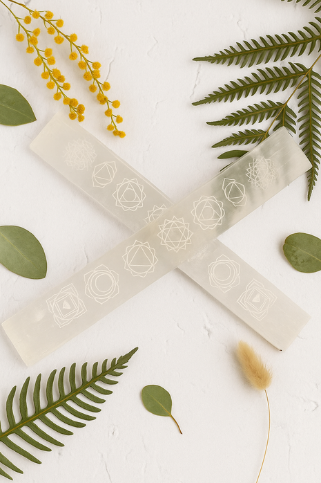 Engraved Selenite Crystal Charging Bar