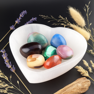 Selenite Heart Crystal Charging Bowl – 10cm