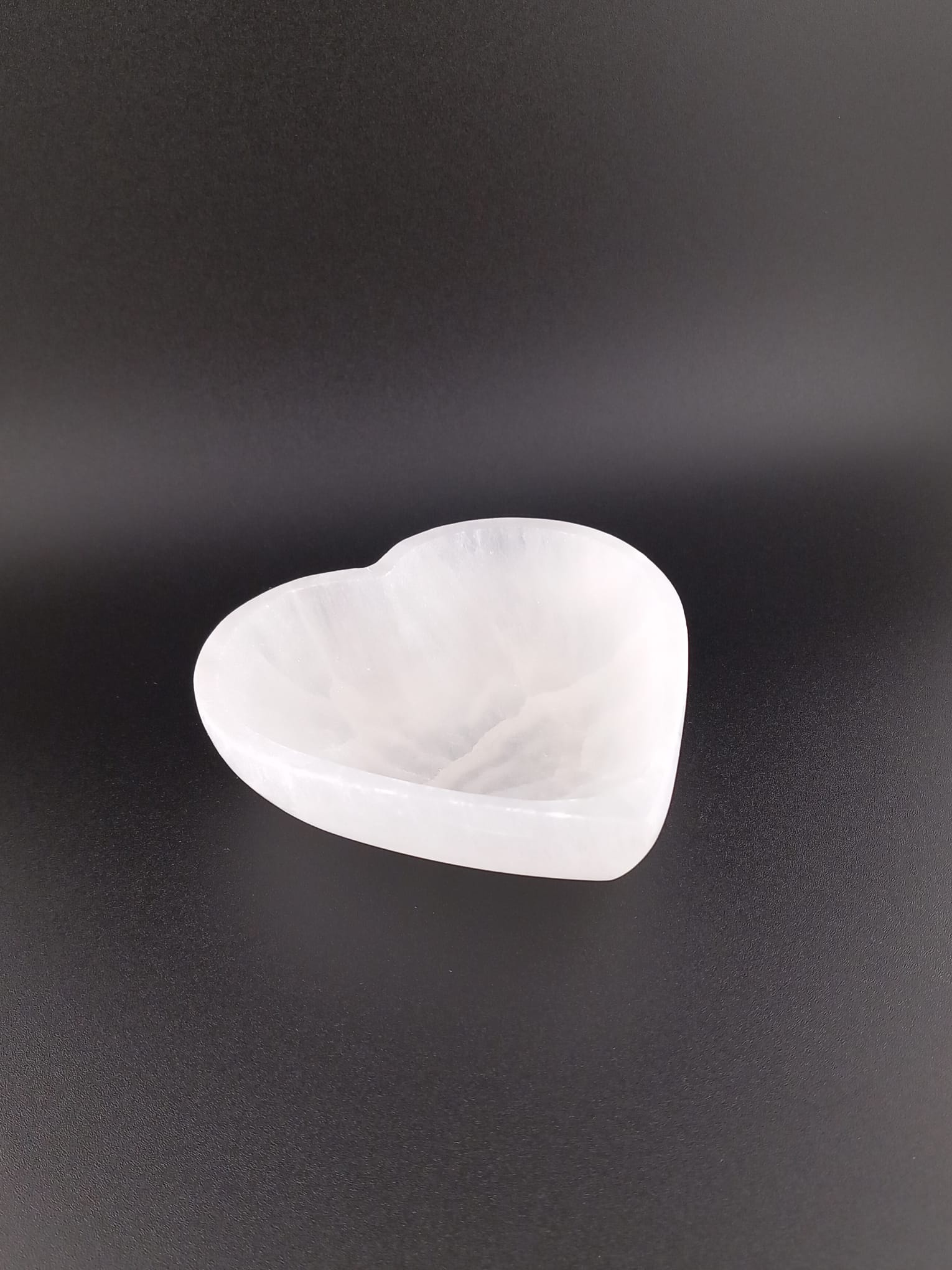 Selenite Heart Crystal Charging Bowl – 10cm