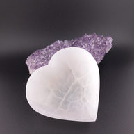 Selenite Heart Crystal Charging Bowl – 10cm