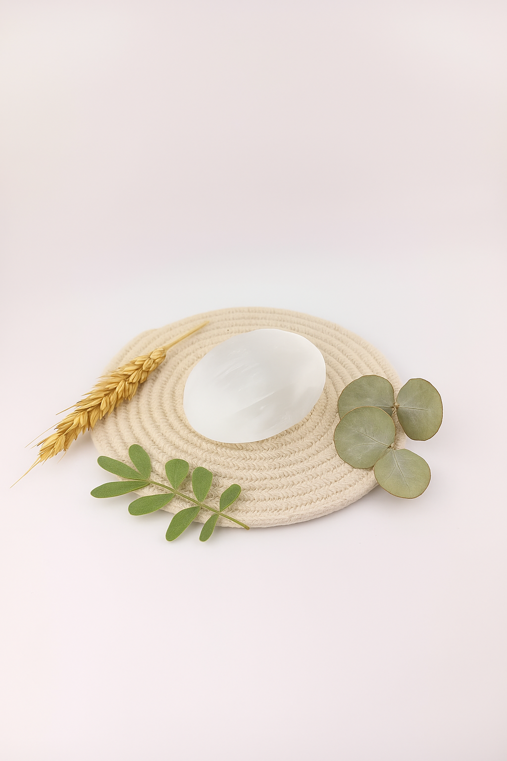 Selenite Crystal Palm Stone