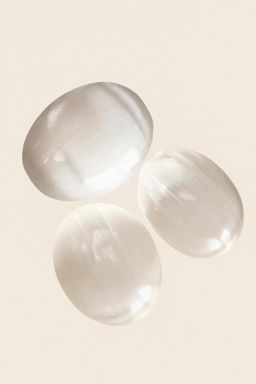 Selenite Crystal Palm Stone