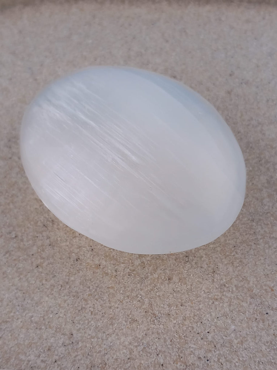 Selenite Crystal Palm Stone