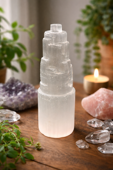 Natural Selenite Crystal Tower 15cm