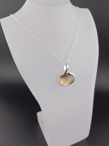 Sterling Silver Smoky Quartz Pendant Necklace – 18” Trace Chain