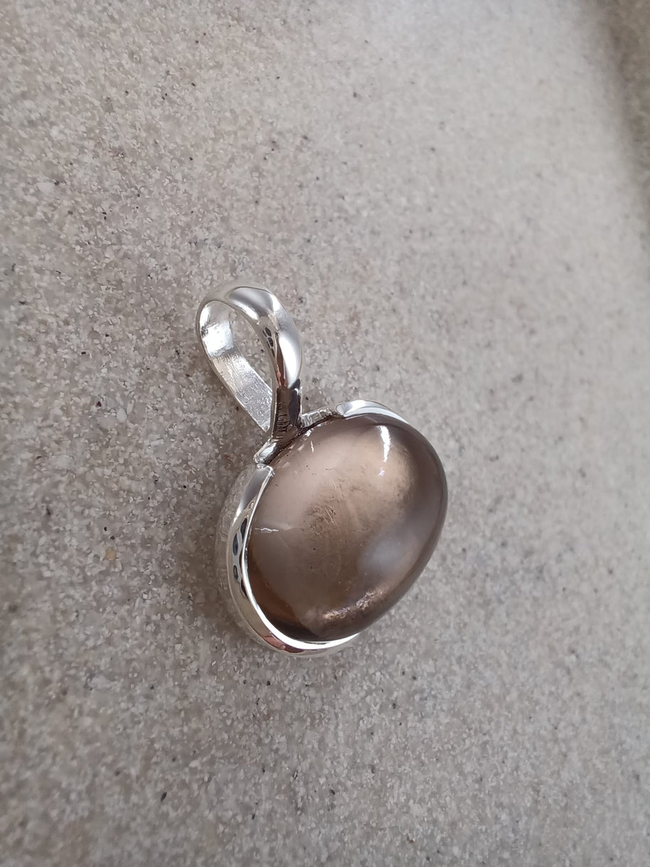 Sterling Silver Smoky Quartz Pendant Necklace – 18” Trace Chain