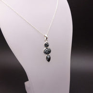 Sterling Silver Snowflake Obsidian Pendant Necklace – 18” Trace Chain