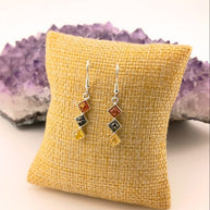Sterling Silver Trilogy Mixed Amber Drop Earrings