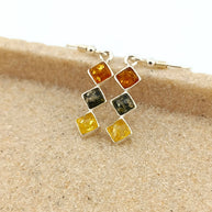 Sterling Silver Trilogy Mixed Amber Drop Earrings