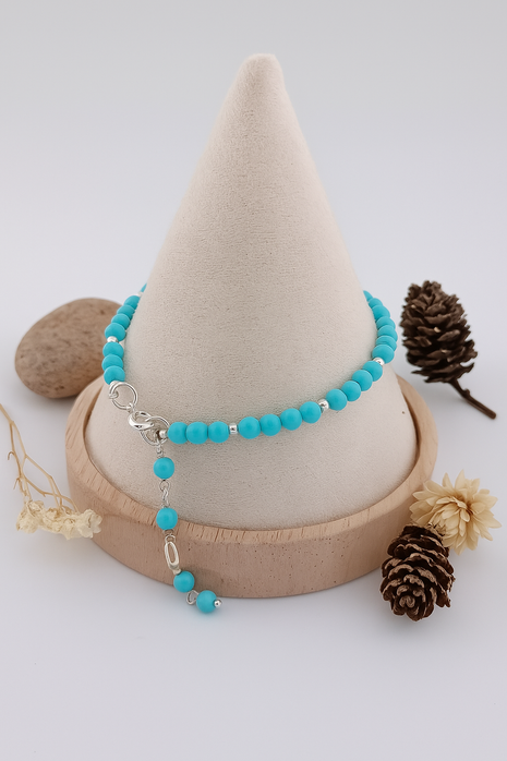 Turquoise and Sterling Silver Cluster Bracelet