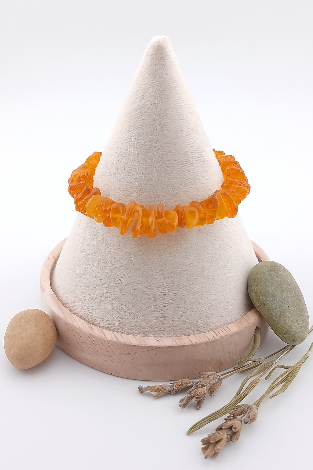 Natural Amber Chip Stretch Bracelet