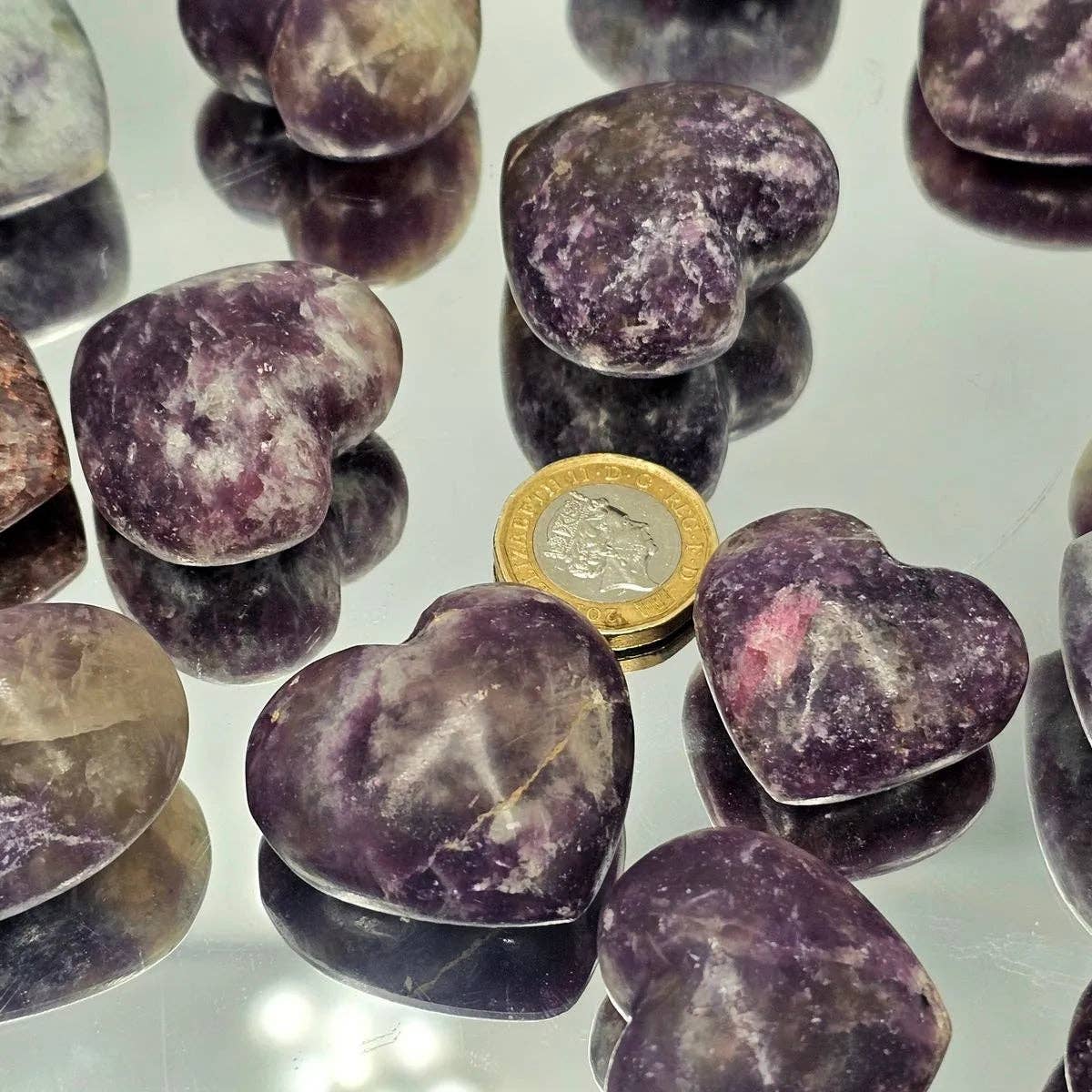 Lepidolite Crystal Pocket Hearts