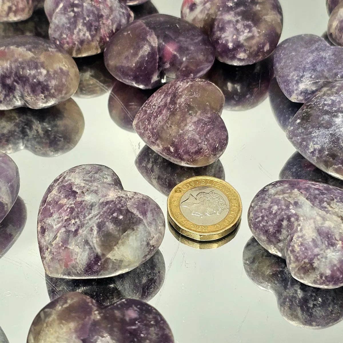 Lepidolite Crystal Pocket Hearts